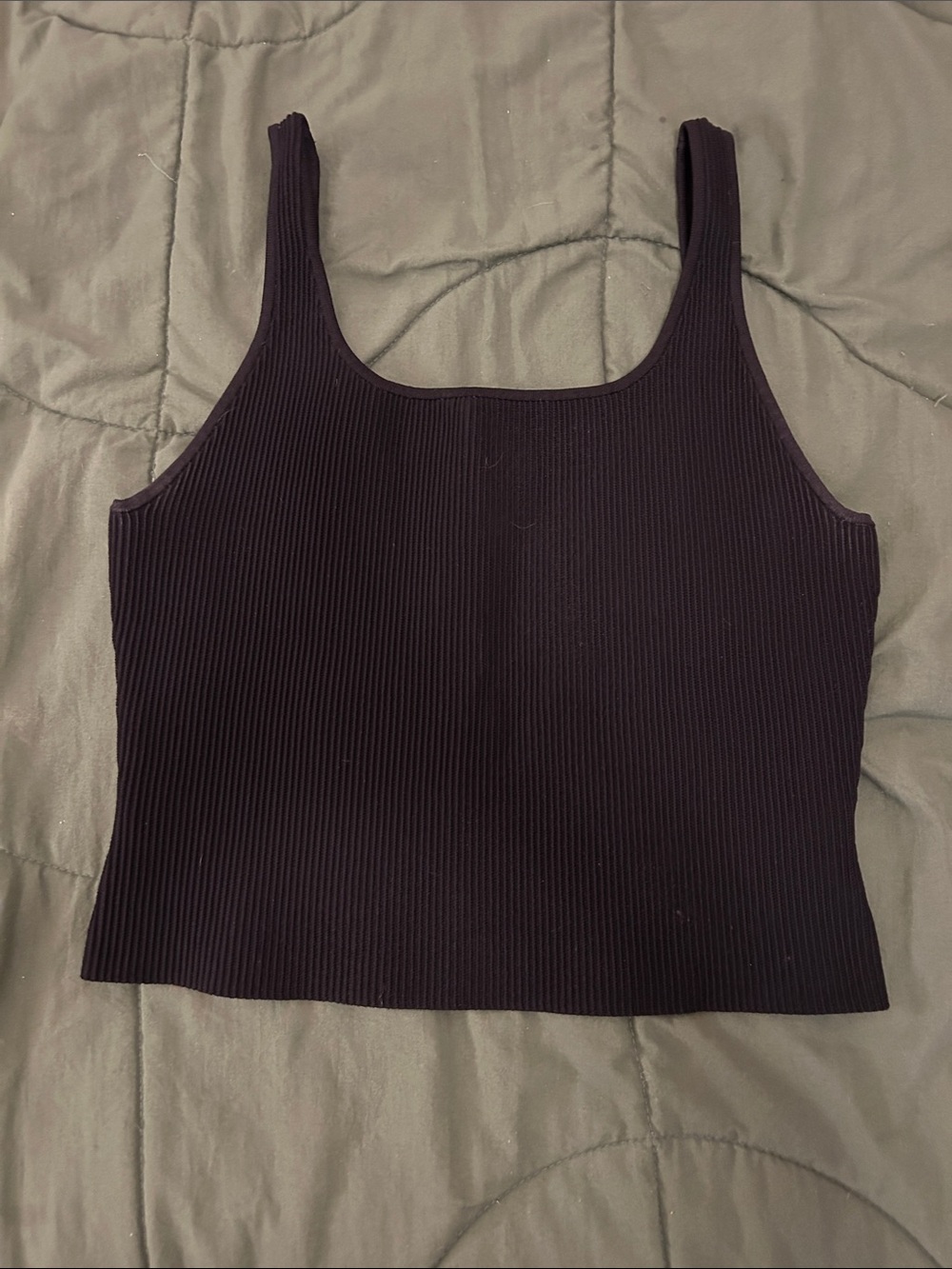 Babaton Black Ribbed Square-Neck Tank